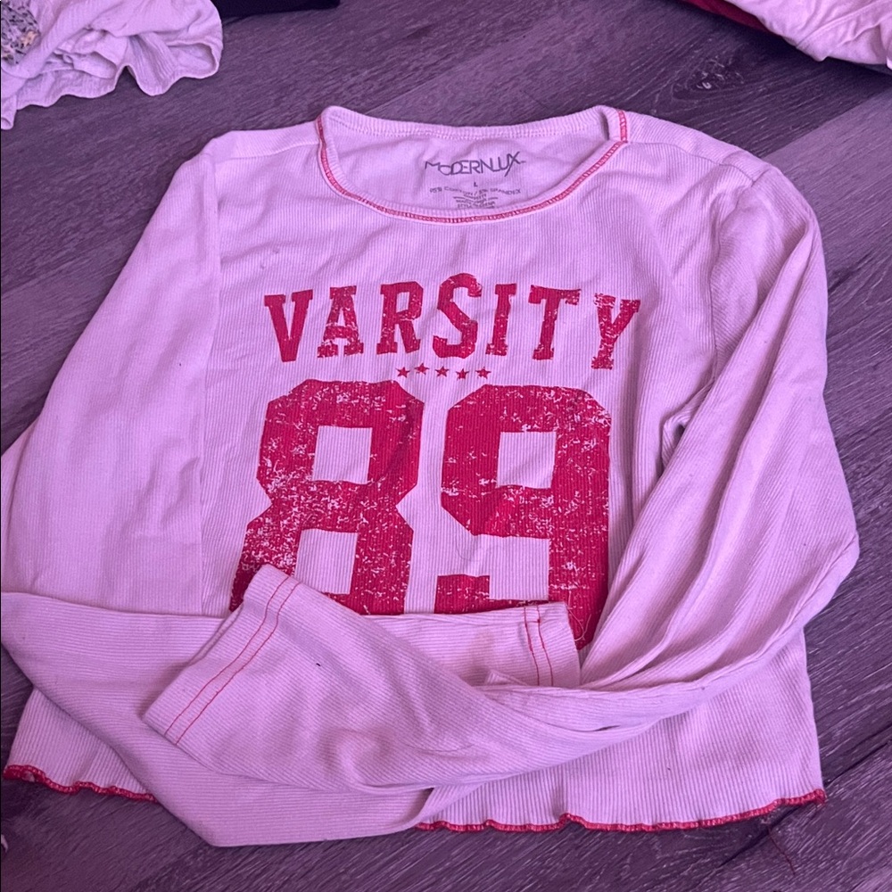 Modern Lux Pink Varsity 89 Kids Pajama Top